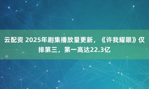 云配资 2025年剧集播放量更新，《许我耀眼》仅排第三，第一高达22.3亿