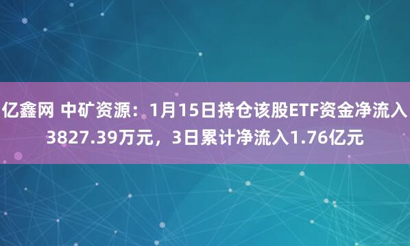 亿鑫网 中矿资源：1月15日持仓该股ETF资金净流入3827.39万元，3日累计净流入1.76亿元